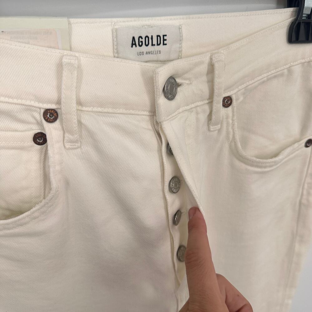 AGOLDE NWT Riley Crop Ankle Denim Jean in White Whip // 25 - Picture 6 of 13